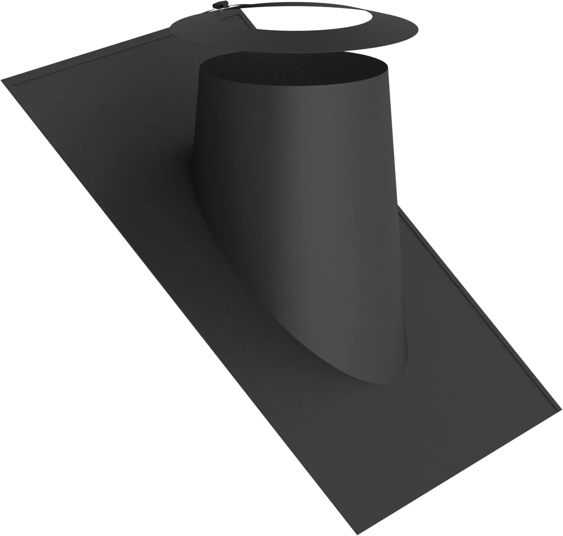 Przejście dachowe 36-45° z płytą elastomerową w kolorze czarnym ⌀130 · DW-BLACK