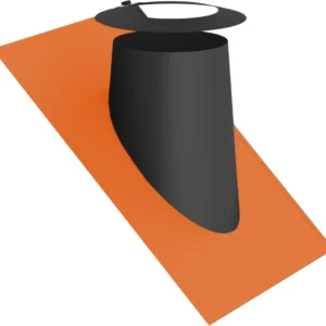 Przejście dachowe 36-45° z płytą elastomerową w kolorze ceglanym ⌀130 · DW-BLACK