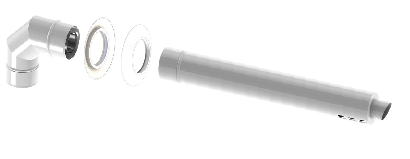 Pakiet poziomy przez ścianę, uniwersalny (rura 750 mm) ⌀60/100 · TWIN-BOX