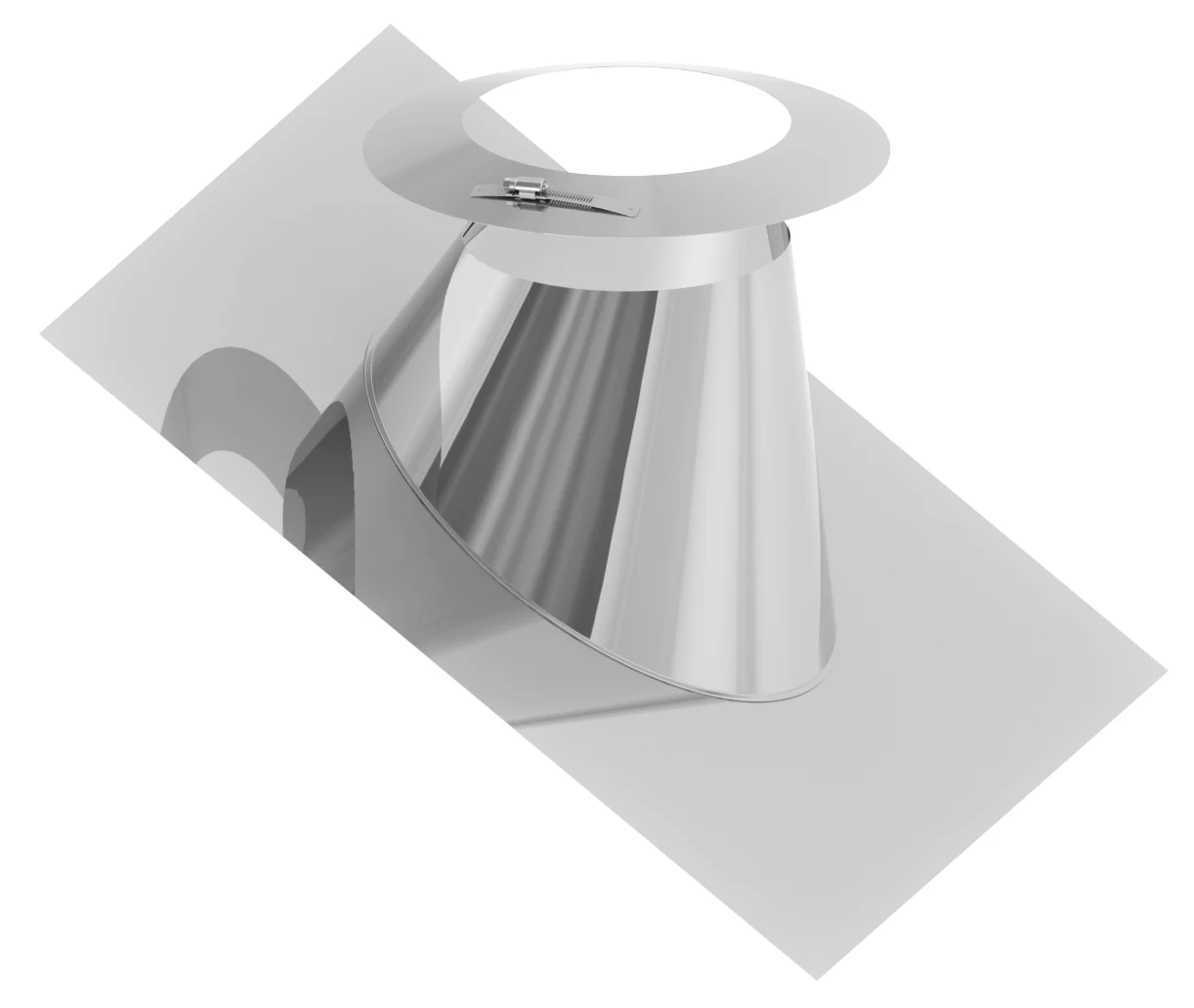 Przejście przez dach 26–35° aluminiowe z kołnierzem ⌀130 · DW-FU