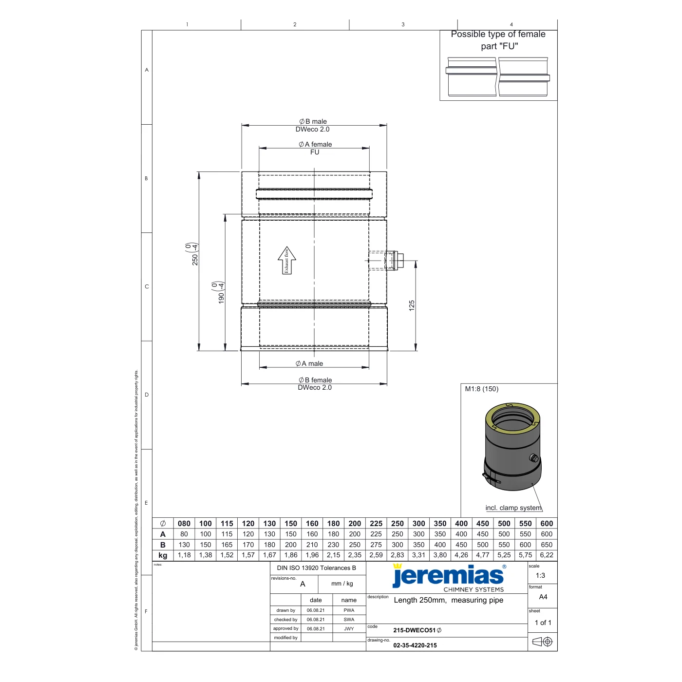 Rura pomiarowa z króćcem 1/2" ⌀80 · DW-ECO 2.0