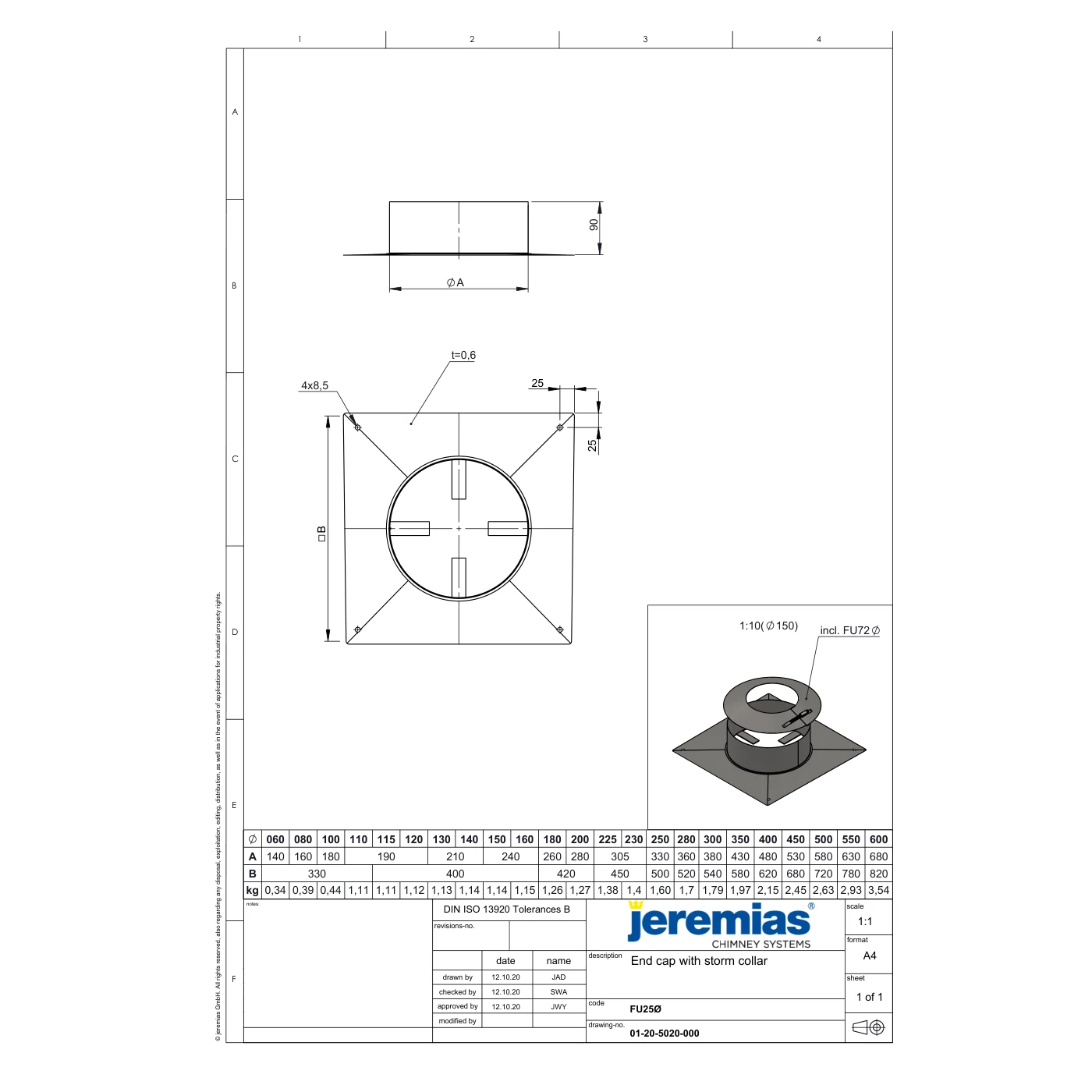 Króciec dylatacyjny z kołnierzem ⌀130 · EW-FU 0,6 mm