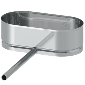 Miska na kondensat z rurką odpływową długości 250 mm po stronie szerokiej 100×180 · OVAL 0,8 mm