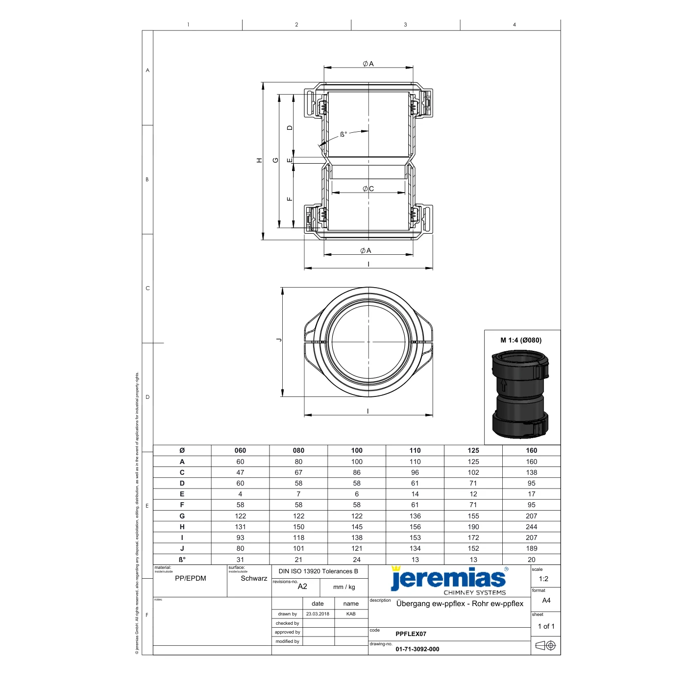 Złączka PP-FLEX/PP-FLEX ⌀60 · EW-PP-FLEX