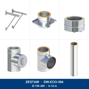 Zestaw kominowy DW-ECO-304 · komin po elewacji do kotła gazowego lub olejowego