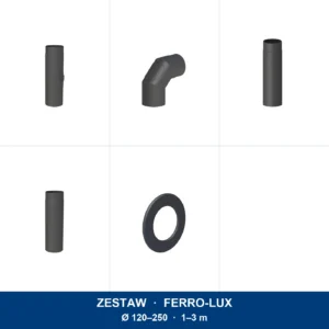 Zestaw przyłącza FERRO-LUX · czarny czopuch do kominka lub pieca