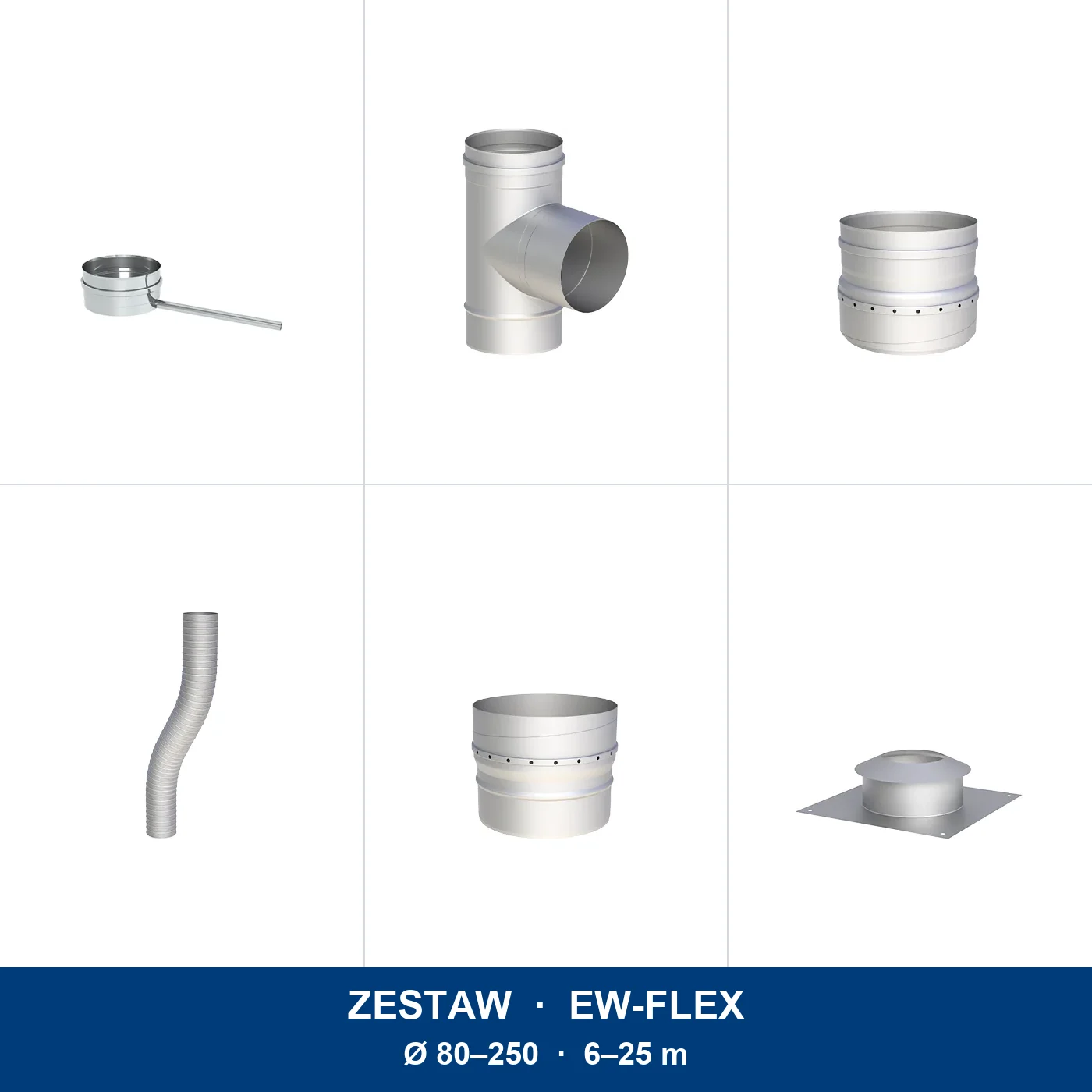 Zestaw renowacyjny EW-FLEX · wkład elastyczny do komina z odsadzkami