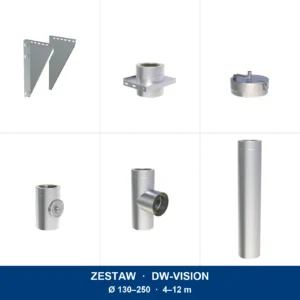 Zestaw kominowy DW-VISION · designerski komin po elewacji do kominka