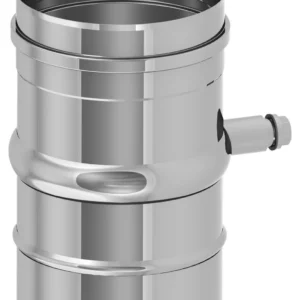 Rura długość 200 mm z odpływem kondensatu (pion i poziom, z mufą i korkiem 1/2") ⌀60 · EW-ECO ALBI