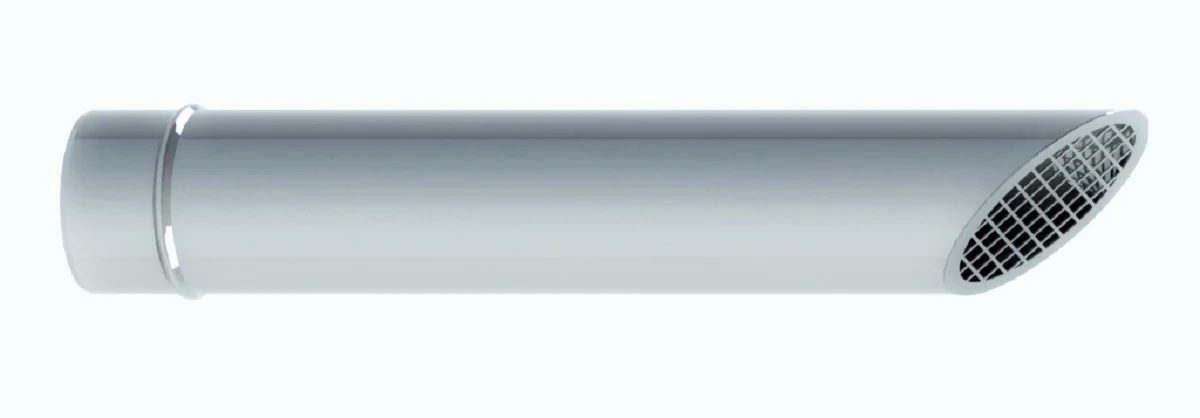 Rura ścięta pod kątem 45° z siatką, długość 500 mm ⌀60 · EW-ECO